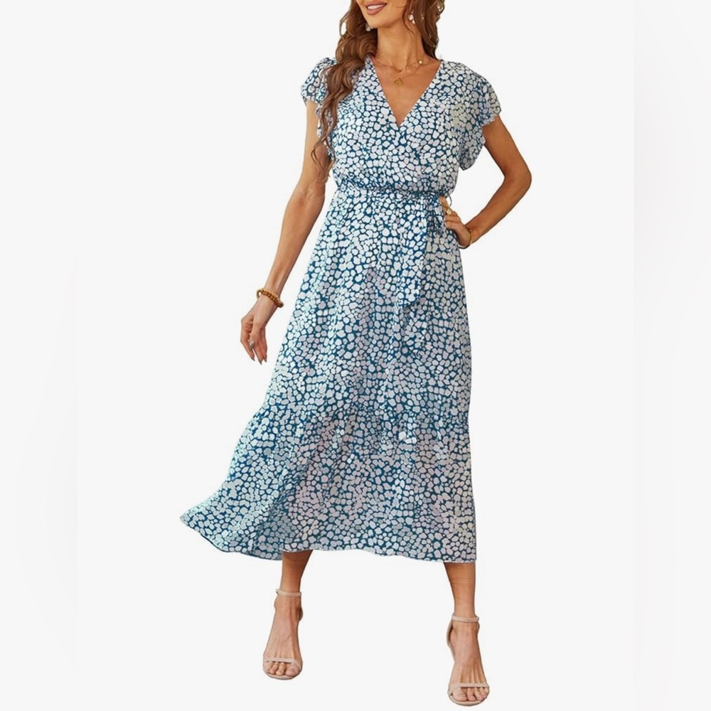 NEW Short Sleeve Ruffle Maxi Dress Size M - Picture 5 of 13